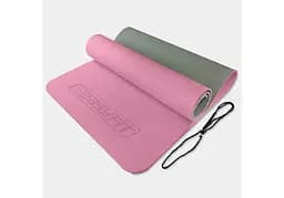 Коврик для йоги и фитнеса EasyFit TPE+TC 6 мм двухслойный розово-серый (EF-1924-PKGY)