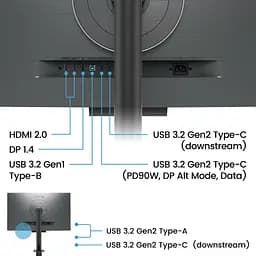 Монітор TFT 31.5" BenQ RD320UA, 4K, IPS, 2xHDMI, DP, USB-C, Pivot, колонки, сірий (9H.LMTLA.TBE) - мініатюра 2