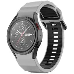 Ремешок для Samsung Galaxy Watch 4 Classic 46mm - серо-черный ширина крепления 20мм силикон размер L Watchbands Ribbed (W11-1WB40054930)