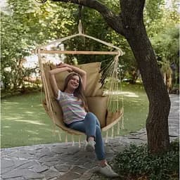 Бразильське крісло - гамак Outtec Boho Sois XXL бежевий - мініатюра 7