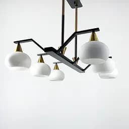 Витончена люстра в чорному корпусі з білими плафонами Line.F Кількість ламп 6