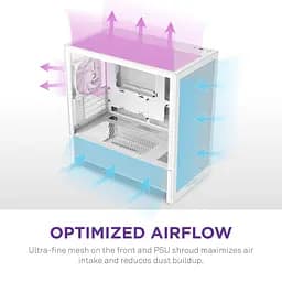 Корпус NZXT H3 Flow Tempered Glass без БЖ White (CC-H31FW-01) - мініатюра 6