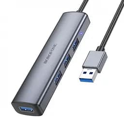 Хаб адаптер Borofone DH12 Smart 4-in-1 converter (Usb to Usb3.0x4) кабель 1.2 метра - мініатюра 6
