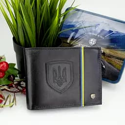 Портмоне мужское кожаное Peterson 304UP черное с гербом в коробке