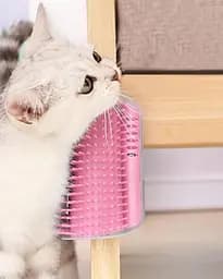 Щітка-чесалка для кішок Semi Brush-comb, Pink з кутовим кріпленням до стіни - мініатюра 7