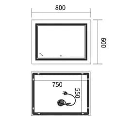 Дзеркало Mixxus Premium QUADRO MR20-80x60-REVERSE (LED Touch, Anti-fog) (MP6619) - мініатюра 5