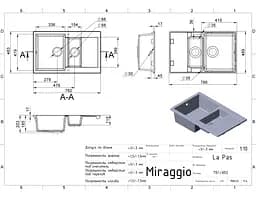 Кухонна мийка гранітна Miraggio LaPas Jasmine 786x489x203 00208103, Береза - мініатюра 6