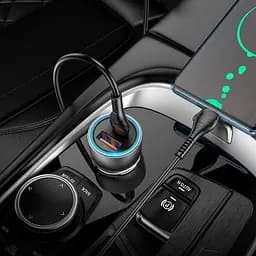 Адаптер автомобільний HOCO Type-C to Type-C cable Sprinter dual port car charger NZ8 синій - мініатюра 4