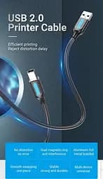 Кабель Vention USB type А 2.0 — USB type B для принтерів, БФП 2.0 480 Мбіт/с 2 A 0.5 м Black (COQBD) - мініатюра 2