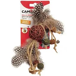 Іграшка для котів Camon Мататабі м'яч з мотузками, дзвіночком і котячою м'ятою 24 см