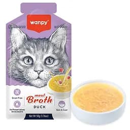 Суп для котів Wanpy Meat Broths Duck 50г рідкий беззерновий корм з качкою, 92% вологості, 0.1% жиру