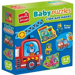 Уцінка. Пазли картонні з грою Vladi Toys Малюк зможе Транспорт Тварини 14 елементів (VT1722-28)