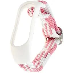 Ремешок Braided Buckle Enhanced Mi Band 3/4/5/6/7 Белый Розовый