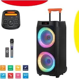 Портативная колонка Bluetooth NDR 1096A 2х8", портативная акустика с микрофоном, караоке колонка с радио (ST)