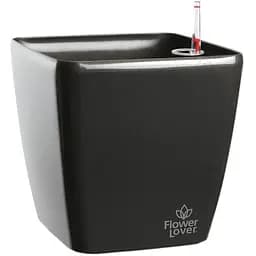 Кашпо Plastkon Quadrato Flower Lover с системой автополива 18x18x17 см глянцевое антрацит