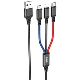 Кабель Hoco X76 3 в 1 Super charging cable iP + Type-C + Micro Черный
