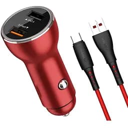 Автомобільний зарядний пристрій DK + кабель Warp Charge 2USB 40W (QK739) red