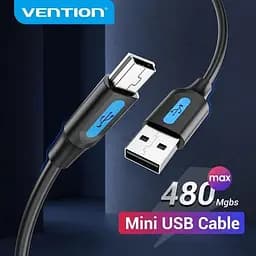 Кабель Vention USB to MiniUSB 2.0 5pin PVC Round 2 m Black (COMBH) - мініатюра 3