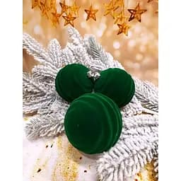 Набір ялинкових куль Хвиля Оксамит 80 мм 6 шт Смарагдовий