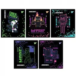 Набір зошитів для записів А5 Yes Minecraft Black 12 аркушів в лінію 10 шт. (767510)