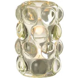 Свічник J-LINE скляний з об'ємними бульбашками із зеленим відтінком 12 см (30344)