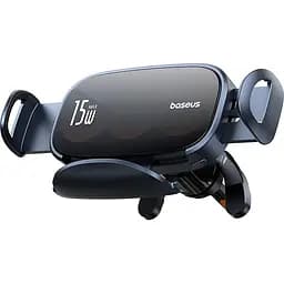 Автодержатель для телефона с БЗП Baseus LightChaser Series Triple-Coil Wireless Charging Electric Car Mount Cluster черный