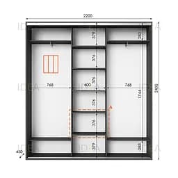 Шафа-купе Idea серія 2 220 x 45 x 240 см Антрацит - мініатюра 2