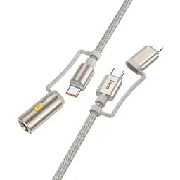 Кабель-разветвитель Hoco U138 - USB-C + iPhone на Type-C + прикуриватель серый