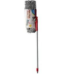 Швабра плоская Vezzer с подвижным основанием, телескопической металлической белой ручкой и двухсторонней насадкой шенил и микрофибра (VZ2272)