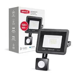 Світлодіодний прожектор з датчиком руху MAXUS FL-04 10W 5000K sensor