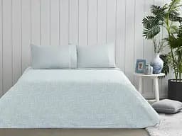 Постільна білизна з жаккардовим покривалом-піке Callie Blue / простирадло на резинці Tac pbe0051425