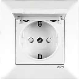 Розетка із заземленням із захисною кришкою зі шторками VIKO Meridian Білий (90970012-WH)
