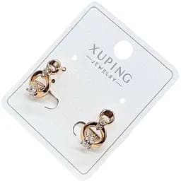 Сережки Xuping з вигинами і камінцями гіпоалергенне медичне золото