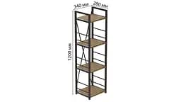 Етажерка 4/34 Ferrum-decor Серії Коннект 120x34x28 чорний ДСП Дуб Артізан 16мм (FRD-104273) - мініатюра 5
