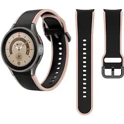 Ремінець для Samsung Galaxy Watch 4 44mm - чорно-бежевий ширина кріплення 20мм силікон розмір L Watchbands Double Line (W11-9WB61286536)