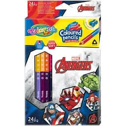 Карандаши цветные Colorino Duo Colors Avengers двухсторонние с точилкой 12 шт. 24 цвета (91796PTR)