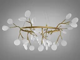 Дизайнерська люстра підвіс в дитячу "Світлячок", 45 ламп, золото сатин