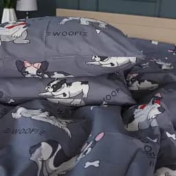 Простыня MirSon Ranforce Elite 17-0663 Cute Pug 150х220 см серая (2200009851032)