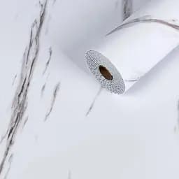 Самоклеющаяся виниловая плитка в рулоне 600х3000х2мм Белый мрамор с прожилками Глянцевая SW-00001285