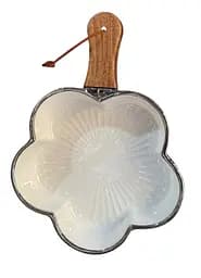 Керамическая тарелка с ручкой в форме листа для десертов фруктов Белый с серебряным