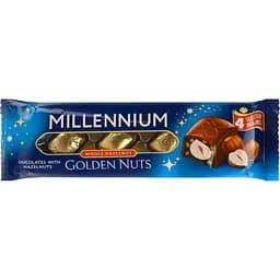 Цукерки Millennium Golden Nut з начинкою та цілими горіхами 29 г