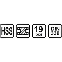 Набір свердел по металу Sthor HSS 1-10 мм 19 шт. (21999) - мініатюра 3