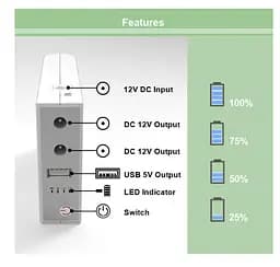 UPS ИБП бесперебойное питание для роутера/коммутатора/PON WGP 5V/12V/12V, 1A, 8800mAh - мініатюра 4