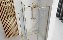 Душова кабіна Rea Diamond 100x100 gold REA-K6616, Золотий, Універсальна, прозорий - мініатюра 2