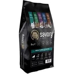 Сухой корм Savory для котят всех пород со свежей индейкой и курицей 8 кг