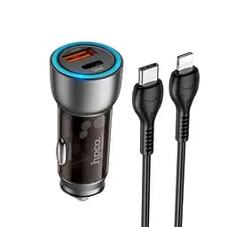 Адаптер автомобільний Hoco Type-C Lightning cable Sprinter dual port Car charger NZ8 |1USB/1Type-C, QC/PD, 43W/3A| - мініатюра 2