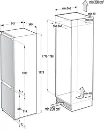 Холодильник Gorenje вбудований з нижн. мороз., 177x69x55см, 2 двері, 244 (68) л, А +, NF +, Зона св-ті, Диспл, Wi-Fi, Білі - мініатюра 10