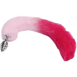 Рифлена анальна пробка з хвостом SKN-L23 (розмір S), Рожевий