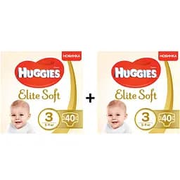Підгузки Huggies Elite Soft 3 (5-9 кг), 80 шт. (2 уп по 40 шт.)
