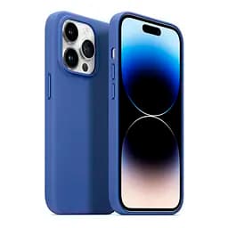 Кожаный чехол-панель для Apple iPhone 14 Pro Max, FAKE Leather Case, синий, искусственная кожа, премиум, противоударный, защита всего корпуса, с мягкой подкладкой, поддержка MagSafe и беспроводной зарядки, ArmorStandart (ARM64462) - мініатюра 3